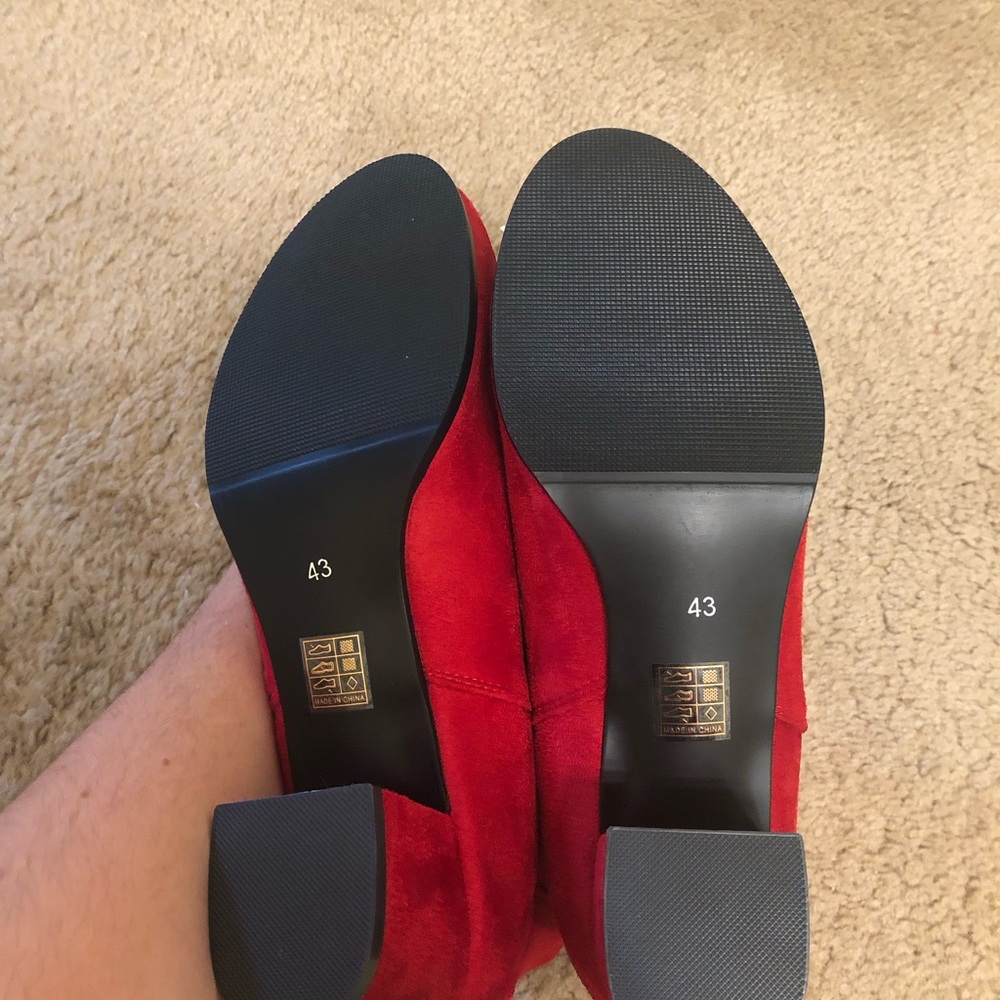 Red Suede Ankle Boots - Picture 5 of 9
